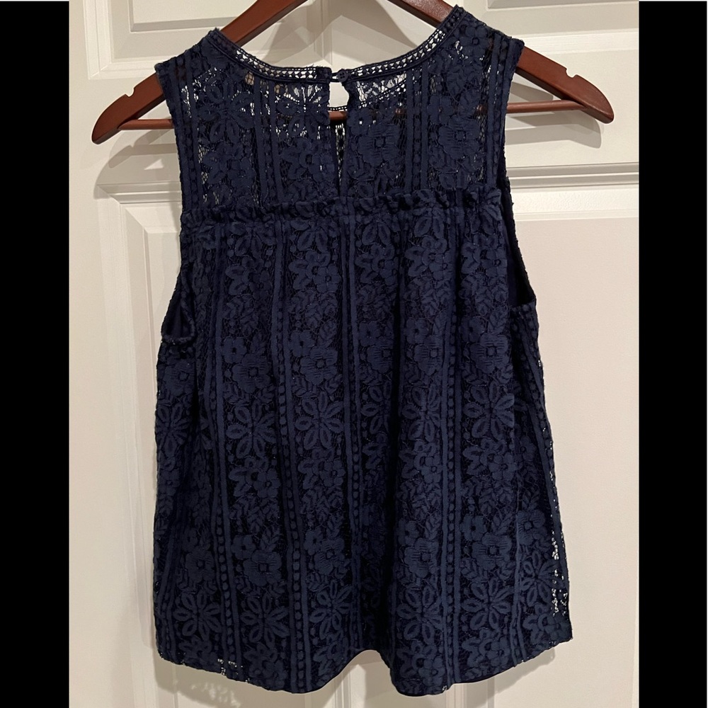 SOPHIE RUE NAVY BLUE LACE SLEEVELESS TOP